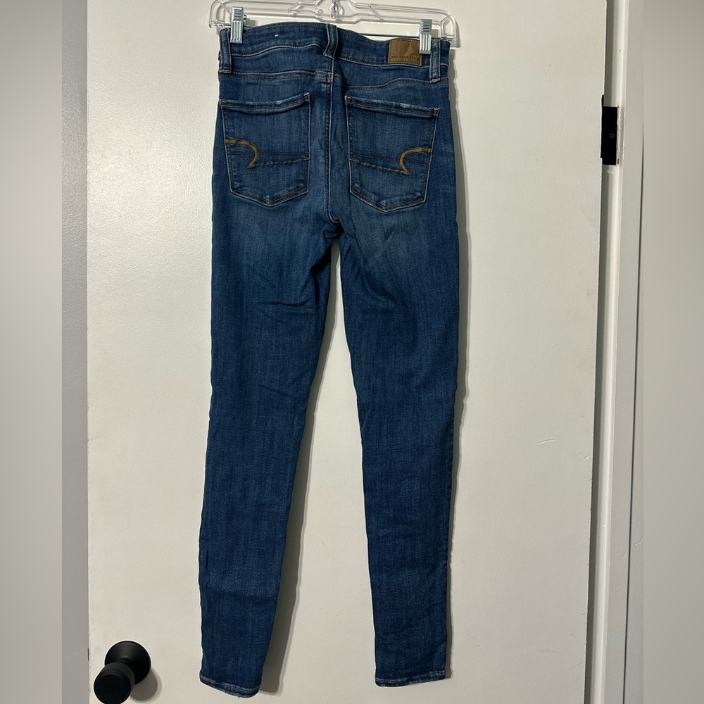 American Eagle Outfitters Blue Denim Skinny Jean Womens 2 Long - Picture 2 of 5